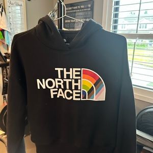 North Face PRIDE hoodie, M. Slightly cropped. New with tags.